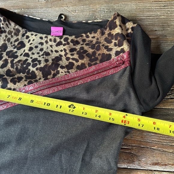 Save the Queen leopard print mixed media long sleeved dress EUC size Small - Picture 13 of 13